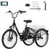 SMARTRAVEL - Triciclo Elettrico 24'' con Cestello Posteriore M300 Batteria 36V 18Ah 250W 40-70km 25 km /h 7 Velocità Schermo LCD Acceleratore a Pedale - SPEDIZIONE GRATUITA
