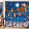 hometrixx Tenda Doccia Natalizia Babbo Natale Renna Casette Luna 180x200cm | Impermeabile Poliestere, Antimuffa, Anti Grince, Tenda Vasca da Bagno con 12 Ganci, Lavabile in Lavatrice per Casa Hotel