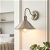 Homin GmbH Homin Applique vintage in stile industriale con paralume conico da 22 cm attacco E27 per l'arredamento della casa, comodino in camera da letto, soggiorno e ingresso (Nichel satinato)