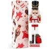 Tpudn Schiaccianoci grande da 40 cm, con calendario del conto alla rovescia di Natale, decorazione natalizia con funzione dell'Avvento, tradizionale decorazione natalizia in legno per casa, tavolo, feste e