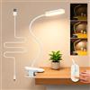 Aigostar Lampada da Lettura LED a Clip, Bianca | Ricaricabile a Batteria USB, Braccio Flessibile 360°, 3 Livelli di Luminosità, 4000K Luce Naturale, Protezione Occhi, Bianco