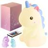 Madrigal Lampada Unicorno - Luce Notturna Bambini - Cameretta - Ricaricabile USB-C con Telecomando - Multicolore e Luce Calda - Soffice Silcone - Timer luci Arcobaleno