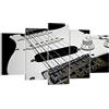 ARTTOR Quadri Moderni su Tela 150x50 cm Stampe da Parete Bianco e Nero Musica 0379 | Chitarra elettrica Quadro Decorativo XXL Set da 5 pezzi Soggiorno Camera da Letto Arte da Parete Decorazione da Parete ARTTOR