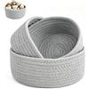 Coxyzoxy 3 Pezzi Cestino Portaoggetti Intrecciati in Corda di Cotone, Organizzatore | Diametro 17/20/24cm Cestino Impilabile per Bagno, Soggiorno, Camera da Letto, Portaoggetti Decorativo - Grigio