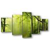 Visario Quadro su tela 5 pezzi XXL 160x80 cm 5581 - Bosco verde con luce del sole - Bosco di latifoglie luminoso in estate - Set di quadri già montati su telaio in legno