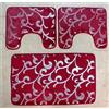 Corredocasa Tappeto Bagno Set 3 Pezzi o Tappeto Bagno Singolo 50X80 Antiscivolo Poliestere con Particolari Disegni e Fantasie (Bordeaux/Silver)