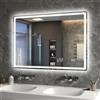 S'bagno 100x70cm Specchio Bagno con Luce，Meteo/Data/Ora/Temperatura Display | Controllo APP，Dimmerabile 3000K/4500K/6500K con Memoria, Specchio da Parete Antiappannamento, Vetro Temperato, IP44, CRI>90