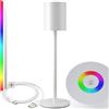 tectake® Lampada da Tavolo Retrò, LED dimmerabile, 7 Colori di Luce, Luce Calda e Accogliente, Pannello Touch Intuitivo, Lampada da Comodino, Struttura in Metallo, Base Stabile - Bianco