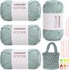 RANJIMA Filato Verde Mare, 4 Pezzi di Filo Semplice per Principianti, Filato a Maglia Ben Visibile per Uncinetto Con Accessori, in Nylon di Cotone