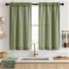 MIULEE Tenda Cucina Tende Corte Lino 2 Pezzi 65x90 cm Verde | Tende Corta Bistrot Passante Per Soggiorno E Cucina sala da pranzo, bagno, piccola finestra Stile Rustico Roulotte Moderno