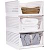 Kedia Organizzatore Armadietto, Impilabile Stoccaggio Cassetto Vestito, Plastica Cassetto Scorrevole Armadietto Pieghevole per Armadio Cucina Bagno Ufficio (L-3 Piani)
