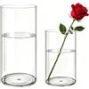 Koelaa Set di 2 Vasi Acrilici Trasparenti per Fiori - Vasi Cilindrici Infrangibili Decorativi, Portafiori Moderni per Interni ed Esterni, Centrotavola per Cene e Feste - 10 x 20 cm e 12 x 40 cm