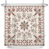 ASDCXZ Tenda da doccia Boho 180x180 cm, motivo vintage floreale geometrico stile Boho beige, tenda da bagno lavabile in poliestere, tessuto impermeabile antimuffa per vasca da bagno con 12 ganci