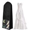 Luxvara Borsa Porta Abiti da Sposa 180cm - Custodia Traspirante & Antipolvere per Abito Nuziale, Vestiti Lunghi e Cappotti | Pieghevole con Cerniera + 3 Tasche Trasparenti (Nero)