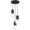 SOLLUX lighting Lampada da Sospensione - Lampada da soffitto in Alluminio e Vetro -3 Paralume - Lampadina LED - Nero Halo