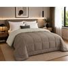 Tata Home Trapunta Invernale Piazza Mezza Tinta Unita Duble Face Imbottita 350 gr/mq 100% Morbida Microfibra di Poliestere Misura Letto Francese 220x260 cm Colore Marrone Panna Mod. JUDIT