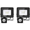 Jefedana 2*Faretto LED da Esterno con Sensore di Movimento 10W 1000LM Faro LED Esterno IP66 Impermeabile LED Esterno Bianco Freddo 6000K Lampada a Rsparmio LED per Cortile, Campo da Basket