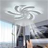 YUNZI LED 50W Ventilatore da soffitto con illuminazione, Silenzioso Ventilatore luce, Moderno Dimmerabile Lampada per Soggiorno Camera da letto Cucina, Regolabile 6 velocità, Bianco 65CM