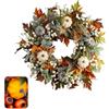 Generic Ghirlanda autunnale di zucca per porta d'ingresso, 35/40/45 cm, ghirlanda del raccolto con foglie d'acero, pigne e bacche, 3 stili per Halloween, Ringraziamento, decorazione stagionale per interni ed
