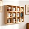 Cammeciso Espositore per Tazze Parete Legno,Mensola Porta Tazze da caffè in Legno da Parete,Porta Tazze da tè e Shots,Organizzatore Porta Tazze,Design Multi-Slot,per Camera da Letto Soggiorno Uffici