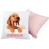 almatex Cuscino Personalizzato con Nome, 40x40, Sfoderabile e Lavabile con Morbida Imbottitura- Idea Regalo per Compleanno, Natale, (CANE ROSA)
