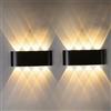 Jiehe 2 Pezzi Appliques da parete LED Interno/Esterno 8W Bianco Caldo 3000K | Moderno LED Lampada da Parete, IP65 Impermeabile Applique per Bagno Camera da Letto Corridoio Scale