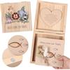 Hestya Regalo in Denaro per Kommunion Konfirmation Firmung Battesimo per Bambine e Bambini, Scatola Ricordo con Cuore in Legno, Biglietto in Legno Scavato, Fiori Secchi(Battesimo,Animale)