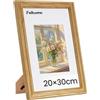Feihorrm Cornice portafoto vintage in legno massello di rovere, con vetro temperato, per foto da 20 x 30 cm senza passepartout o foto da 12 x 17 cm con passepartout (beige, 20 x 30 cm)