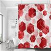 Hnmdmyi Tenda da doccia Rosso 90x180, moderna geometrica esagono arte astratta impermeabile poliestere tessuto lavabile tenda da bagno per il bagno con gancio