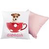 almatex Cuscino Personalizzato con Nome, 40x40, Sfoderabile e Lavabile con Morbida Imbottitura- Idea Regalo per Compleanno, Natale, (TAZZA ROSA)