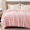 Exclusivo Mezcla Coperta in Pelliccia Sintetica per Letto, a Bolle 3D | 150x200 cm, Coperta Sherpa Spesso e Soffice, Lussuosa e Reversibile, Calda, Morbido e Accogliente, Rosa