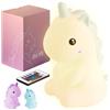 Madrigal Lampada Unicorno - Luce Notturna Bambini - Cameretta - Ricaricabile USB-C con Telecomando - Multicolore e Luce Calda - Soffice Silcone - Timer luci Arcobaleno
