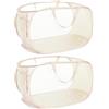 Neuytiky 2 Pezzi Cesto Portabiancheria Pieghevole 75L - pop up cesto biancheria sporca 36×36×58 cm con manico, borsa lavanderia in rete traspirante, portabiancheria salvaspazio per bagno, dormitorio, Beige