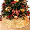 SilverChry Collare per Albero di Natale, Copri Base Albero di Natale 60x40cm, Gonna per Alberoo di Natalizio Tronco con Paillettes, Christmas Tree Collar-Decorazioni Natalizie Casa (oro)