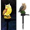 Qudinip Luci a LED Solare di Gufo, Luci da Gufo a Energia Solare, Orwle Giardino a Prova di Acqua Leggera Decorativa con Palo per il Percorso del Cantiere Esterno Decorazioni per Prato (marrone)