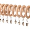 YUWIXMOX 24 anelli per tende in legno con clip, clip per tendaggi, ganci per tende in legno (diametro interno 61 cm, 4 cm)