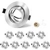 GeyouLux 10x Faretti da Incasso GU10 Telaio Nichel, Orientabile 45°, Cornice in Metallo Ø84mm Piatta, Foro 68-75mm, Attacco GU10 Ceramica 230V, Spot Rotondo Senza Lampadina