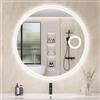 STARLEAD Specchio da bagno rotondo da 100 cm, con illuminazione, Bluetooth, lente d'ingrandimento 5x