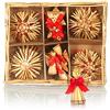 COM-FOUR® 22 stelle di paglia in un set misto, Decorazioni per l'albero | Ciondoli di paglia per l'albero di Natale - Arazzi naturali per alberi di Natale