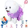 GOBRILLFUN Cucciolo di cane peluche interattivo che cammina, cane robot con coda scodinzolante, set per toelettatura, giocattoli regalo di compleanno per ragazze e ragazzi, bambini di età 3, 4, 5, 6+