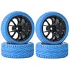 KINGCOO Set di pneumatici e ruote per auto radiocomandate, 4 pneumatici in gomma da 65 mm e ruote in plastica a 6 raggi da 12 mm, esagonali per auto da corsa su strada 1/10 RC On-Road Touring Racing