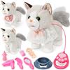 LumenVela Gatto Giocattolo, Interattivo Gatto Robot con Guinzaglio e Accessori di Abbigliamento, Elettronico Peluche Gatto che Cammina, Miagola e Scodinzola Regalo per Bambine di 4, 5, 6, 7, 8 Anni