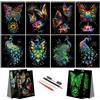 SiYear Scratch Art per adulti, kit per pittura con graffio fosforescente, set artistico per incisione, regalo antistress per gli amanti del fai da te, decorazione creativa per la casa (pavone +