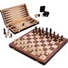 Engelhart - 150208 - Set di Scacchi/Backgammon Reversibile in Legno con Vassoio Pieghevole - Pezzi Inclusi (38,5 cm)