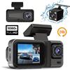 GMAIPOP Dash Cam a 3 Canali per Auto, Telecamera Black Box, Registratore Video 1080P, Telecamera Posteriore per Veicoli, Accessori Auto