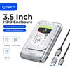 ORICO Custodia per disco rigido trasparente tipo C da 3,5 pollici da 5 Gbps Custodia per HDD in metallo Supporto per sospensione automatica per PC portatile Notebook