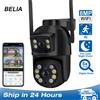 DDBROUGEN Telecamera di sorveglianza WiFi BELIA 4K 8MP, doppia lente, zoom digitale 4X, rilevamento umano AI, ONVIF, telecamere IP PTZ di sicurezza esterna