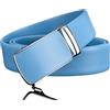 Anyongzu Cintura da uomo e da donna, nuovo design, larghezza 3 cm, 3,5 cm, in pelle di vacchetta a due strati, con fibbia automatica, stile casual, colori popolari, azzurro, 110 cm