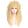 HAIRJOY Parrucca cosplay sintetica per capelli lunghi biondi ricci stile rocker anni '80 per donne, parrucche di Halloween