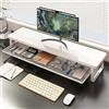 NONE Supporto per monitor a doppio strato con vassoio portaoggetti in rete, ripiano rialzato per schermo del computer, organizer da scrivania multifunzionale, accessori per scrivania da gaming, casa e